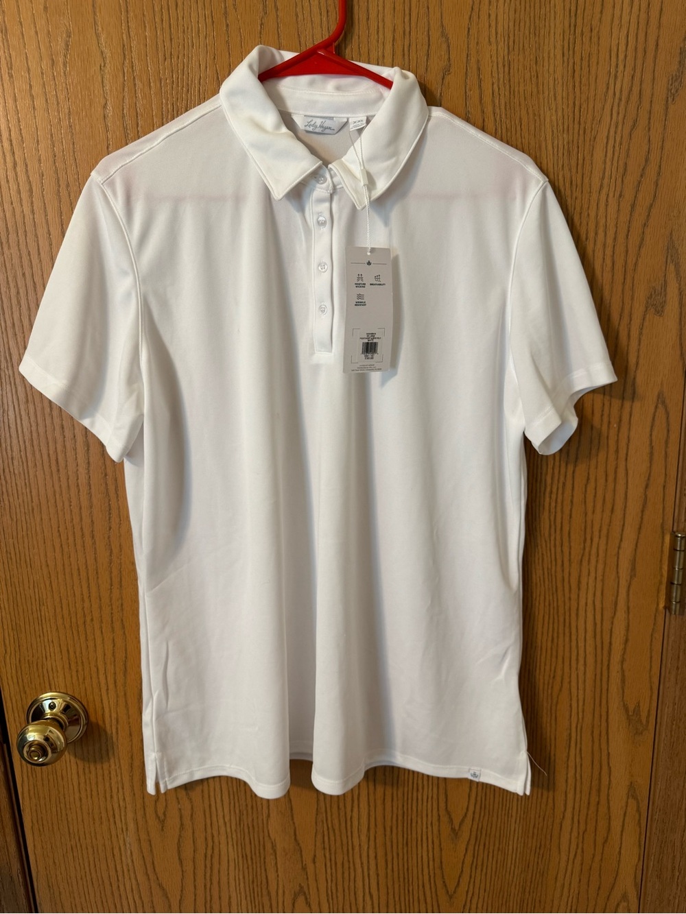 Lady Hagen White Short-Sleeve Button-Down Golf Polo